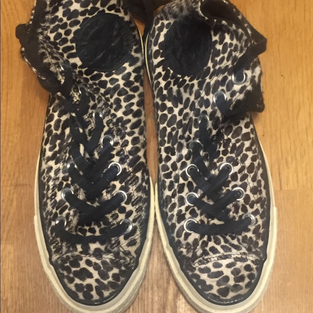 Converse Ctas `70 Cheetah-print Faux Fur High-top Black Egret Pony Hair 157621C - Picture 7 of 14